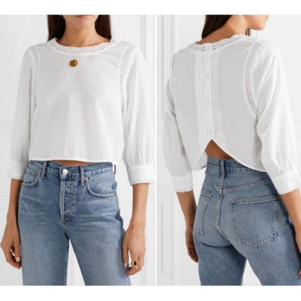 •Reformation• Lottie White Lace Trim Crop Top - Picture 2 of 5